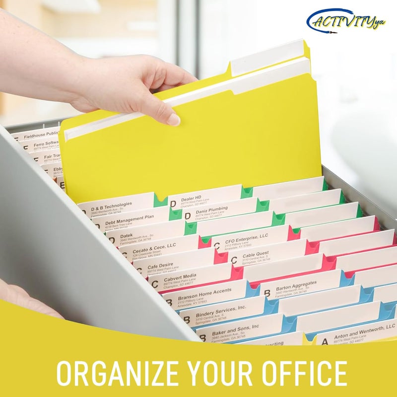 ACTIVITYYA Yellow File Folders, 1/3-Cut Tabs, Letter Size, 12-Pack – Durable Office Filing Folders for Documents, Papers, and Organization - Image 4